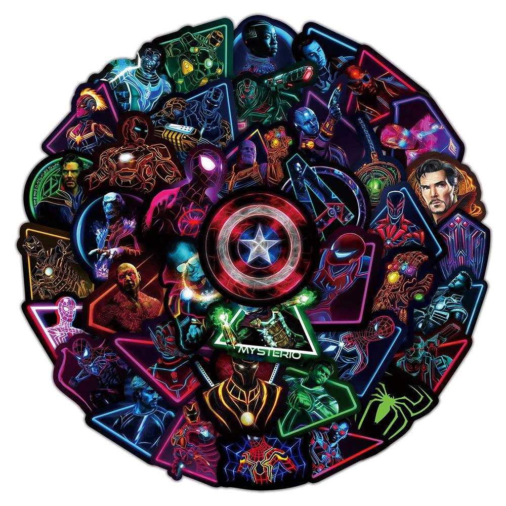 Disney Neon Marvel the Avengers Superhero Anime Stickers - One Beast Garage