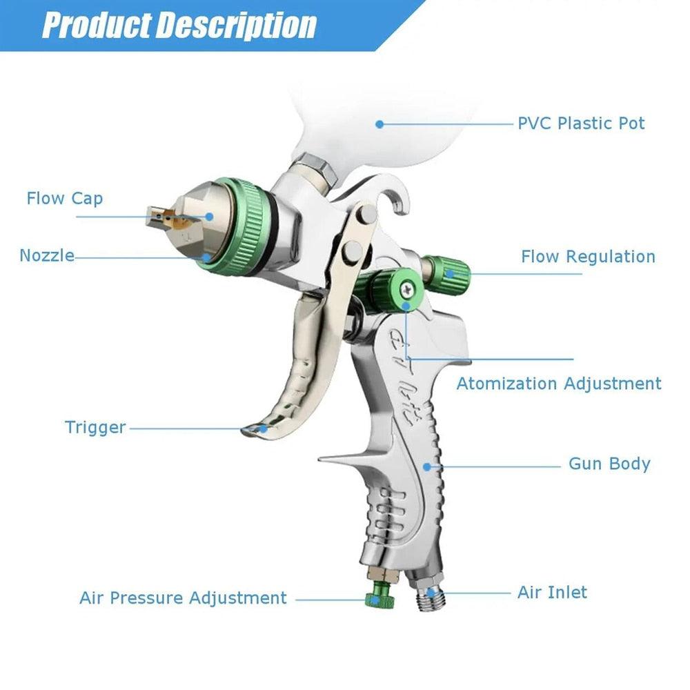 Professional HVLP Spay Gun 1.4/1.7/2.0mm Nozzle - One Beast Garage