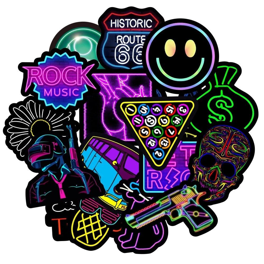 Cartoon Neon Light Graffiti - Stickers Deluxe - One Beast Garage