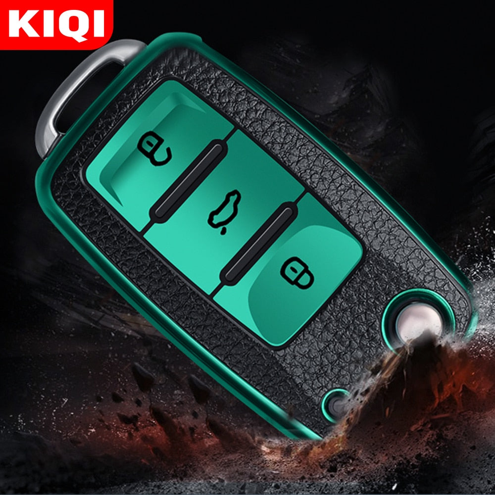 Leather Car Key Cover Case for Volkswagen / Beetle / Skoda / Jetta