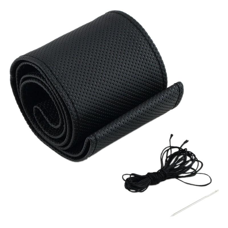 Perforated leather steering wheel cover - One Beast Garage