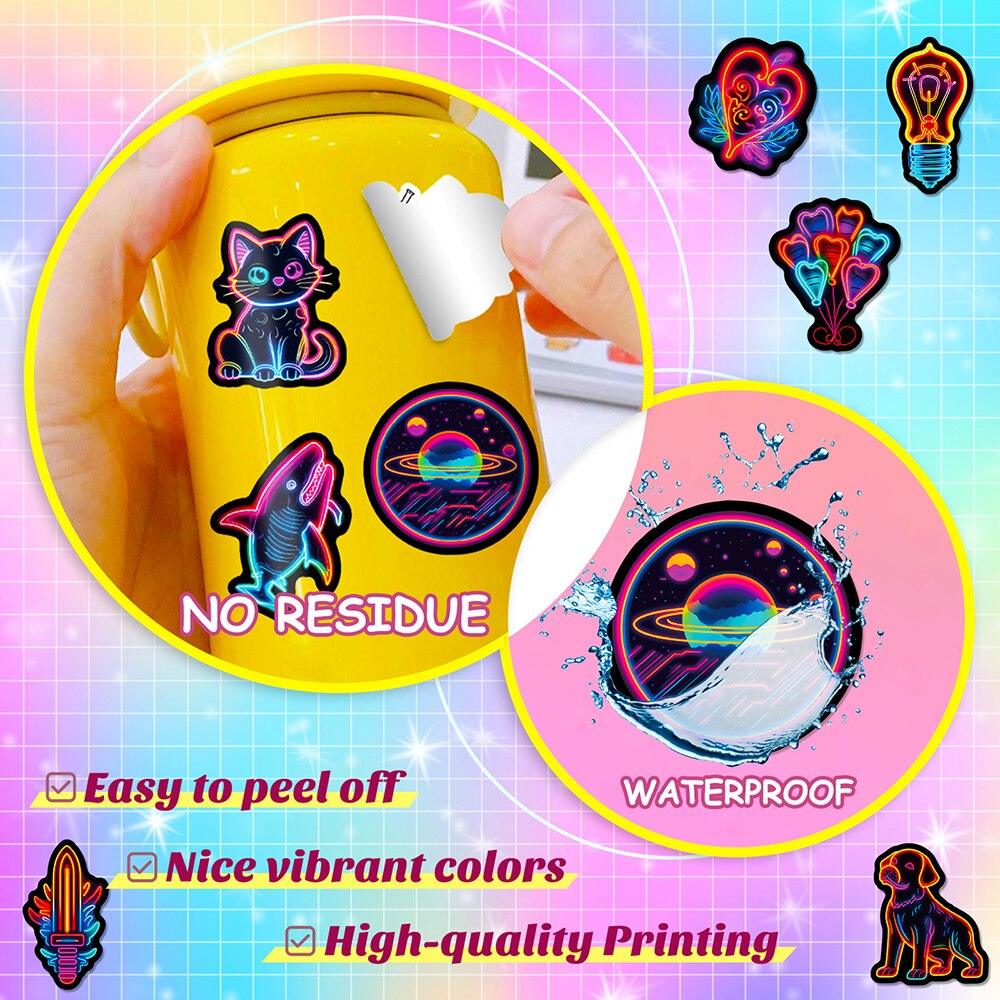 Premium Mix - Neon Light Cartoon Stickers - One Beast Garage