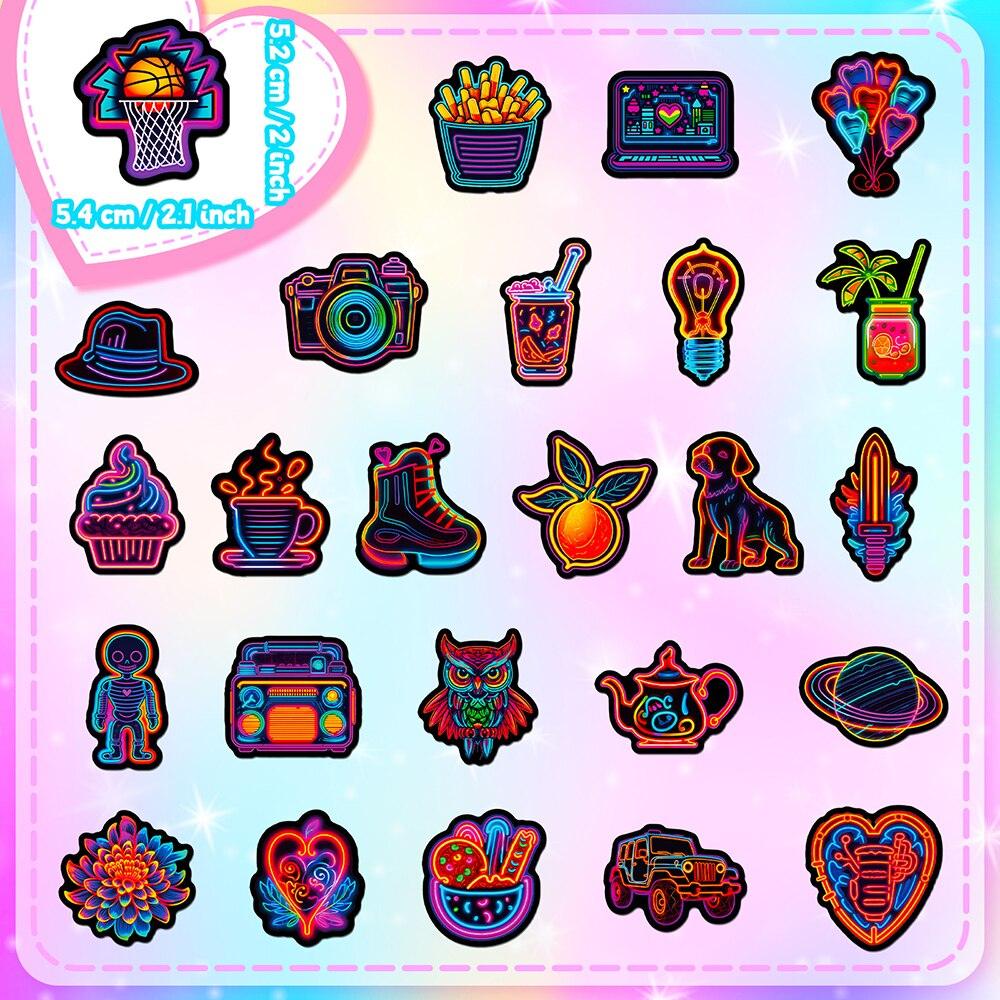 Premium Mix - Neon Light Cartoon Stickers - One Beast Garage