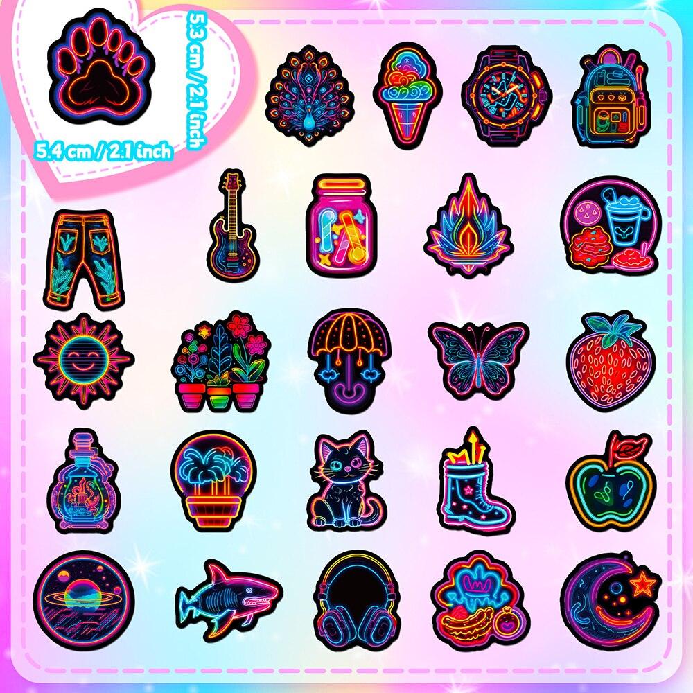 Premium Mix - Neon Light Cartoon Stickers - One Beast Garage