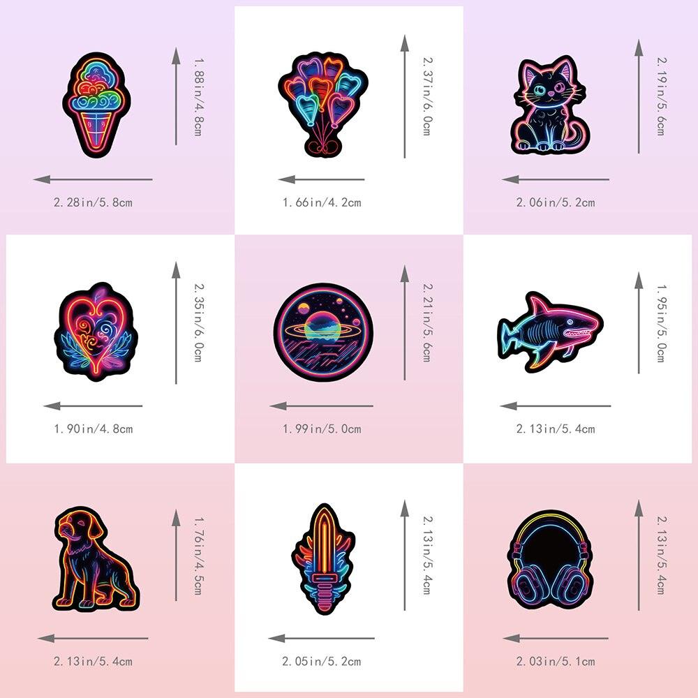 Premium Mix - Neon Light Cartoon Stickers - One Beast Garage