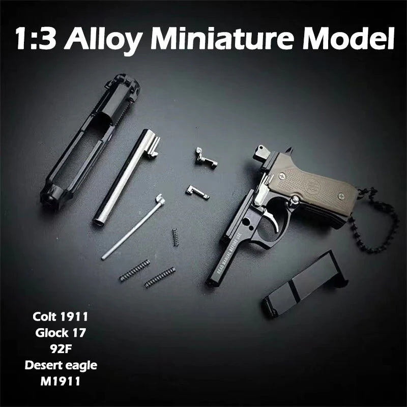 NEW 1:3 Multitypes Anti-Stress Toys Metal Pistol Gun Keychain Miniature Model Beretta 92F Colt 1911 Glock 17 Birthday Gifts