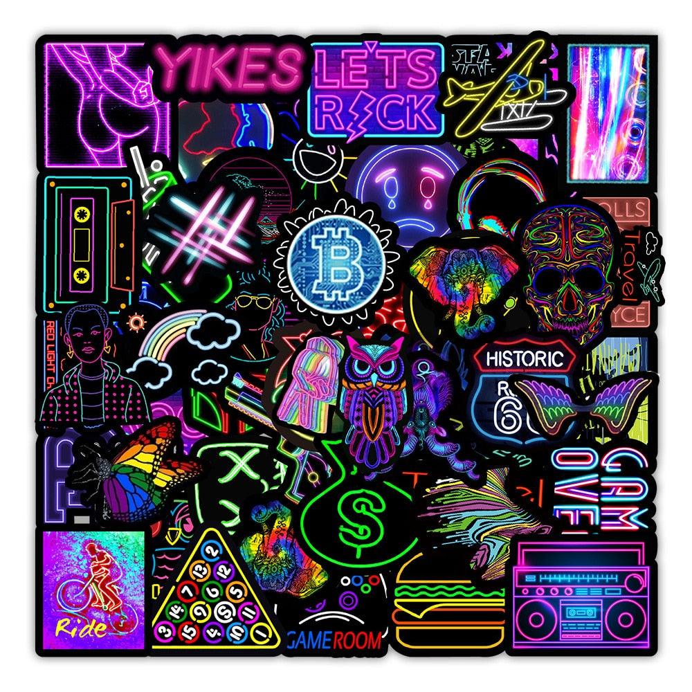 Cartoon Neon Light Graffiti - Stickers Deluxe - One Beast Garage